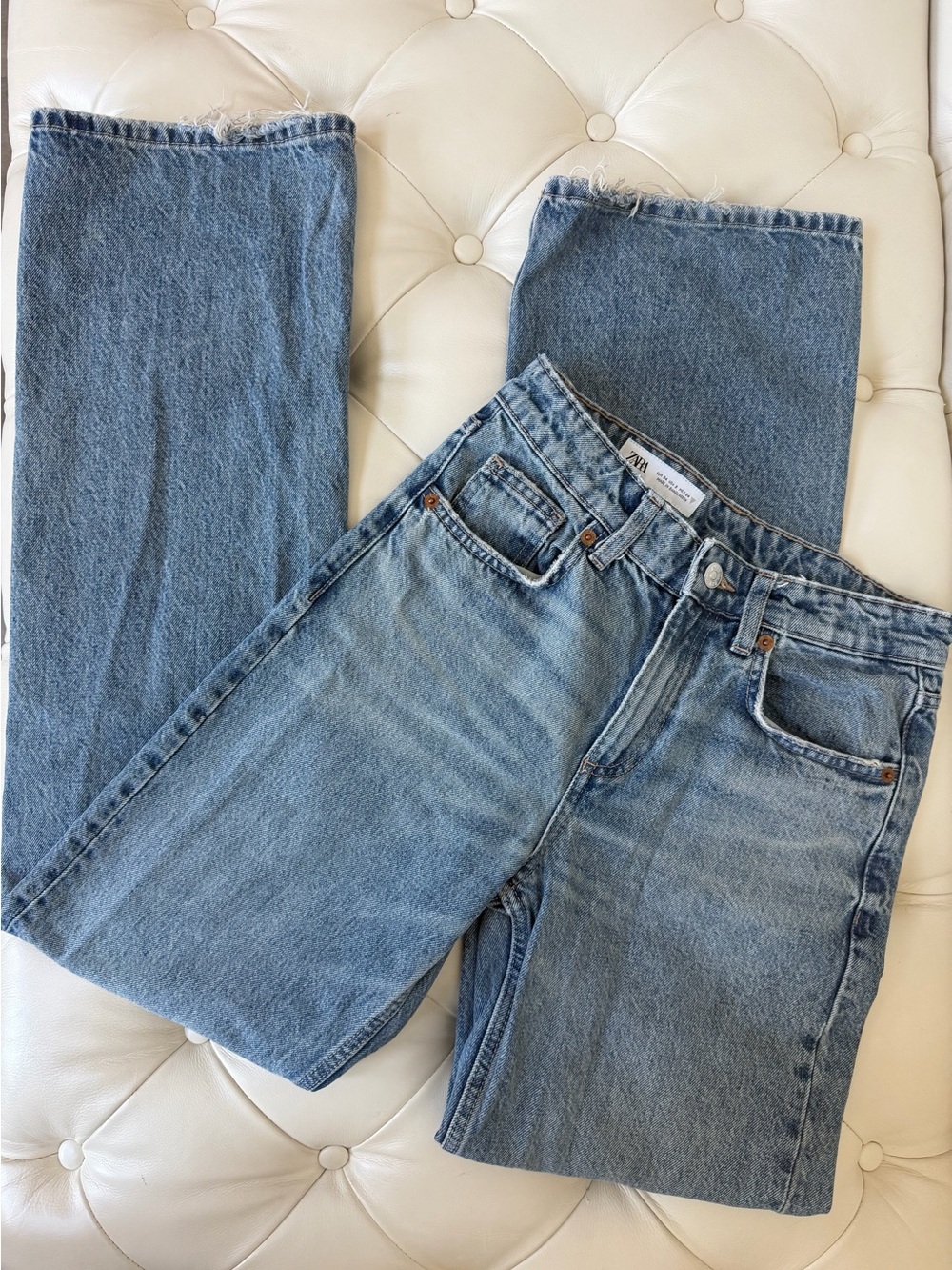Zara Mid Wash Straight-Leg Jeans